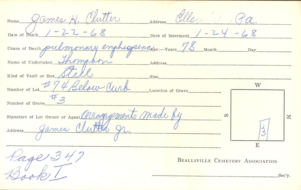 burial card